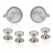 Cuff-Daddy Silvertone and Mother of Pearl Formal Set