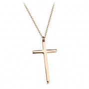 Simple Smooth Cross Pendant Necklace Fashion Jewelry 18 (Gold Plated)