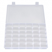 OULII Portable 36-Grid Clear Hard Plastic Adjustable Jewelry Organizer Box Storage Container Case with Removable Dividers