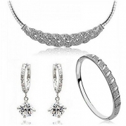 Women Luxury Waltz diamond Jewelry Set Necklace & Bracelet & Earrings