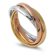 STR-0002 High Polished Stainless Steel Triple Multi Color Band Ring Size 3-12; Comes with Free Gift Box(6)