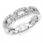 Sz 4 Sterling Silver Cubic Zirconia Chain Link Eternity CZ Band Ring