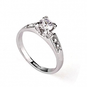 Yoursfs 18k White Gold Plated Solitaire 1ct Simulated Diamond Engagement Rings