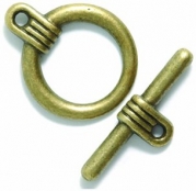 Shipwreck Beads Pewter Toggle Clasp, 16 by 20mm, Metallic, Antique Brass, 4-Set