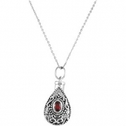 January Imitation Birth Month Stone Tear Ash Holder Pendant and Chain in Sterling Silver