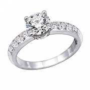 1 ctw. Round Diamond Solitaire Engagement Ring in 14k White Gold size-4