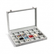 Valdler Clear Lid 24 Grid Jewelry Tray Showcase Display Storage
