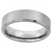 6mm Flat Titanium Wedding Band Beveled Edge Matte finish Ring Comfort Fit, size 10