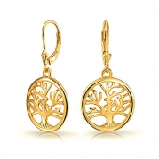 Bling Jewelry Celtic Tree of Life Gold Plated Leverback Earrings 925 Silver
