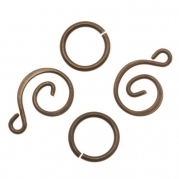 Vintaj Natural Brass Wire Spiral Swirl Hook & Eye Clasps (2 Sets)
