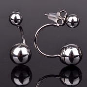 Silver Plated Front Back Double Two Sided Stud Earrings Cuff Jewelry (Pack Of 2 Pairs)