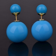 Blue Double Sided Earrings Ball Simulated Pearl Stud Piercing Eardrop (Pack Of 2 Pairs)