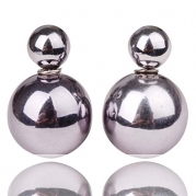 Silver Plated Solid Double Ball Beads Simulated Pearl Ear Stud Earrings (Pack Of 2 Pairs)
