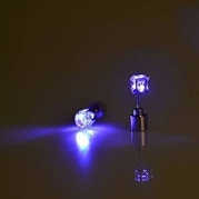 1 Pair Multicolor Bright Stylish Fashion LED Earrings Glowing Light Up Diamond Crown Ear Drop Pendant Stud Stainless Multi-Colo (Blue)