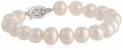 Sterling Silver White Freshwater Cultured A Quality Pearl Bracelet (8.5-9 mm), 7.25