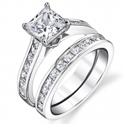 Sterling Silver Princess Cut Bridal Set Engagement Wedding Ring Bands With Cubic Zirconia Size 9