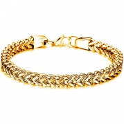 Men's Stainless Steel Bracelet Link Wrist Polished Biker Fashion Classic Gold