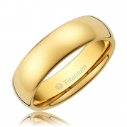 Cavalier Jewelers 5MM Titanium Ring Wedding Band 14K Gold-Plated with Polished Finish [Size 8.5]