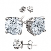 3.00 Carat Total Weight 925 Sterling Silver Earrings. 1.50 Carat Each Stone. Solid Basket Settings