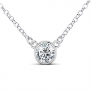 20 925 Sterling Silver Round Cut CZ Cubic Zirconia Solitaire Pendant Necklace
