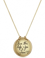 Sterling Silver Yellow-Gold Flashed Live The Life You Love Circle Pendant Necklace, 18