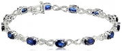 Sterling Silver Infinity Created Blue Sapphire Diamond (1/10cttw, I-J Color, I2-I3 Clarity) Bracelet, 7.25