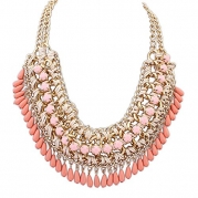 Eyourlife Hot Fashion Retro Jewelry Pendant Knit Chain Choker Chunky Statement Bib Necklace Pink