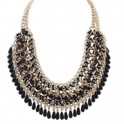 Eyourlife Hot Fashion Retro Jewelry Pendant Knit Chain Choker Chunky Statement Bib Necklace Black