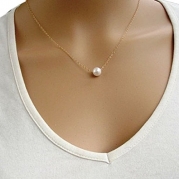 Shensee New Vogue Women Girls Simple Imitate Pearl Bib Choker Statement Collar Necklace Gold