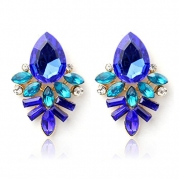 Coromose Fashion Women Lady Crystal Drop Alloy Earrings (Blue)