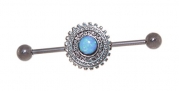 Imitation Opal Vintage Style Medallion Industrial Earring-2 Colors-14g Stainless Steel Scaffold Barbell