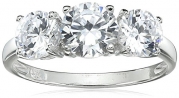 Sterling Silver Round Cut  Three-Stone Cubic Zirconia Ring (2.3 cttw), Size 8