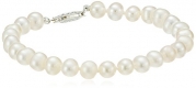 Sterling Silver White Freshwater Cultured A Quality Pearl Bracelet (5.5-6mm), 7.25