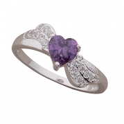 New arrival silver plated fashion ring with purple imitation diamond nice ring for women and teen girls