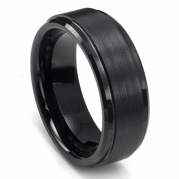 8MM Black High Polish / Matte Finish Men's Tungsten Ring Wedding Band Sz 10.0