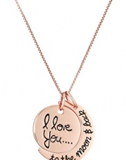 Sterling Silver Rose-Gold Flashed I Love You To The Moon and Back Two Piece Pendant Necklace, 18