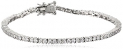 Platinum-Plated Sterling Silver and Cubic Zirconia Tennis Bracelet, 8