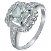 Sterling Silver Green Amethyst Ring (1.40 CT) In Size 9