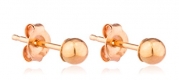 Real 14k Gold Ball Earrings with Matching 14k Pushbacks - All Sizes and Colors Available (rose-gold, 3 Millimeters)