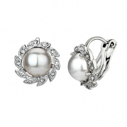 Yoursfs Bridal Party Jewelry 18k White Gold Plated Sunflower Pearl Clip on Earring
