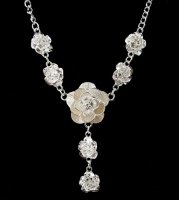 Beautiful Silver White Flower Charms Mood Necklace - Best Jewelry Accessories Women Girls and Teens