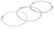 Sterling Silver Set of Three Bismarck, Flat Open-Oval and Thin Twisted Bar Chain Bracelets, 7