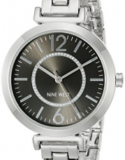 Nine West Women's NW/1769BKSB Silver-Tone Bracelet Watch