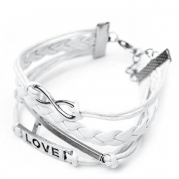 Susenstone®Vintage Cross Bracelet, Infinity Love Leather Rope Infinite Bangle (White)