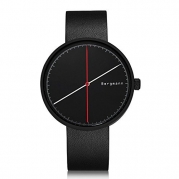 Bergmann Reddot Award Top Fashion Men' Watches Casual Designer Black Dial Watch Leather Quartz Cool Gift