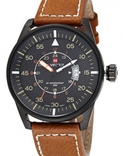 Voeons Men's Leather Casual Wrist Watch 9044