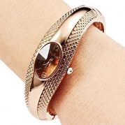 Soleasy Women's Girl's Fashion Golden Bracelet Bangle Crystal Wrist Watch WTH8050