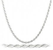 Real 925 Sterling Silver 2mm Rope Chain (sterling-silver, 22 Inches)