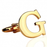 MoAndy Men's Shirts Cufflinks Alphabet Letter G ,Color Golden