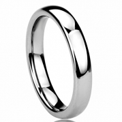 4MM Titanium Comfort Fit Wedding Band Ring High Polished Classy Domed Ring (5 to 11) - Size: 5.5